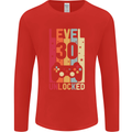 30th Birthday 30 Year Old Level Up Gamming Mens Long Sleeve T-Shirt Red