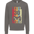 30th Birthday 30 Year Old Level Up Gamming Mens Sweatshirt Jumper Charcoal