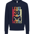 30th Birthday 30 Year Old Level Up Gamming Mens Sweatshirt Jumper Navy Blue
