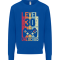 30th Birthday 30 Year Old Level Up Gamming Mens Sweatshirt Jumper Royal Blue