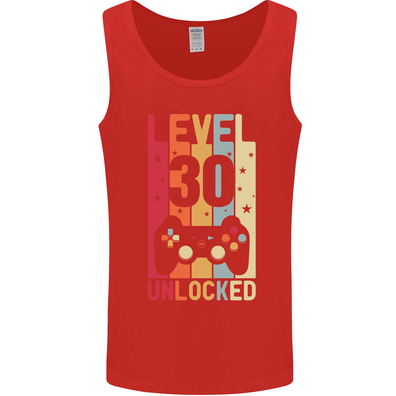 30th Birthday 30 Year Old Level Up Gamming Mens Vest Tank Top Red