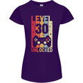30th Birthday 30 Year Old Level Up Gamming Womens Petite Cut T-Shirt Purple