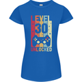 30th Birthday 30 Year Old Level Up Gamming Womens Petite Cut T-Shirt Royal Blue