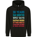 30th Birthday 30 Year Old Mens 80% Cotton Hoodie Black