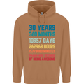 30th Birthday 30 Year Old Mens 80% Cotton Hoodie Caramel Latte