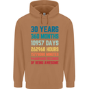 30th Birthday 30 Year Old Mens 80% Cotton Hoodie Caramel Latte