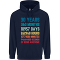 30th Birthday 30 Year Old Mens 80% Cotton Hoodie Navy Blue