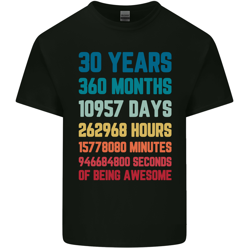 30th Birthday 30 Year Old Mens Cotton T-Shirt Tee Top Black