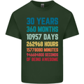 30th Birthday 30 Year Old Mens Cotton T-Shirt Tee Top Forest Green