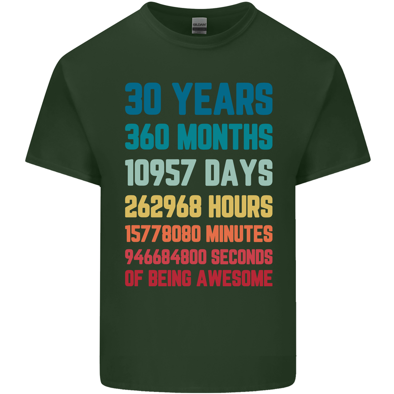 30th Birthday 30 Year Old Mens Cotton T-Shirt Tee Top Forest Green
