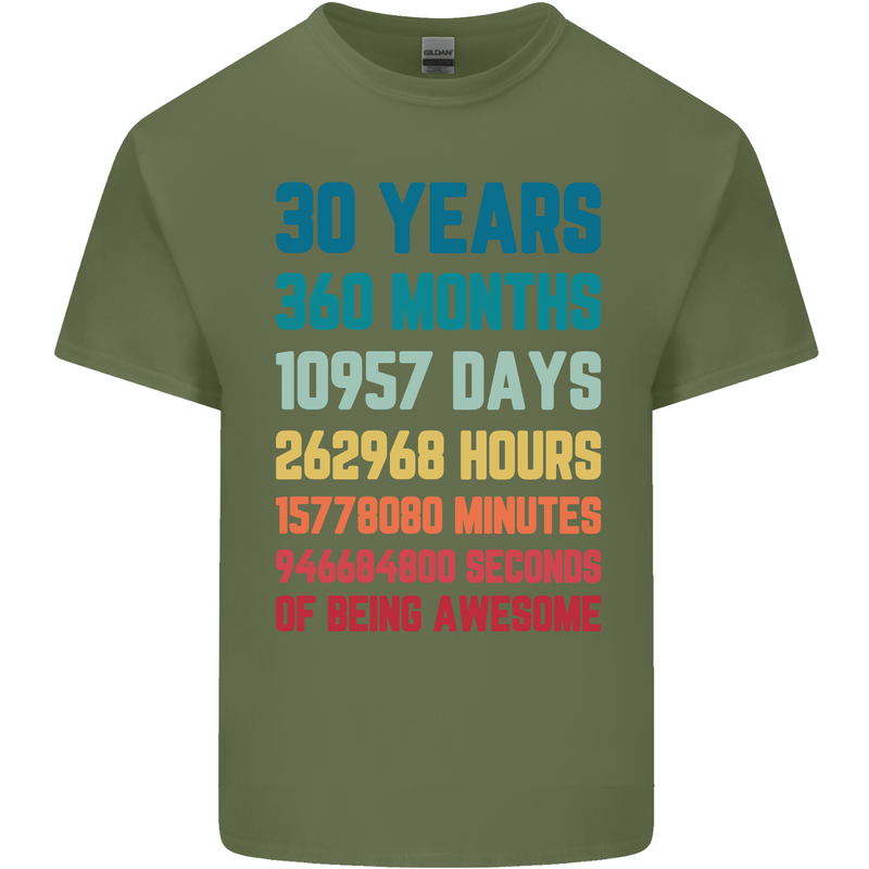 30th Birthday 30 Year Old Mens Cotton T-Shirt Tee Top Military Green