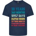 30th Birthday 30 Year Old Mens Cotton T-Shirt Tee Top Navy Blue