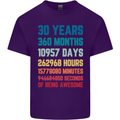30th Birthday 30 Year Old Mens Cotton T-Shirt Tee Top Purple