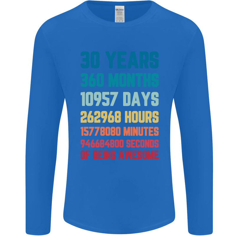 30th Birthday 30 Year Old Mens Long Sleeve T-Shirt Royal Blue