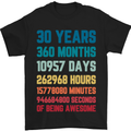 30th Birthday 30 Year Old Mens T-Shirt 100% Cotton Black