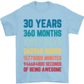 30th Birthday 30 Year Old Mens T-Shirt 100% Cotton Light Blue