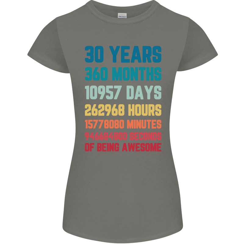 30th Birthday 30 Year Old Womens Petite Cut T-Shirt Charcoal