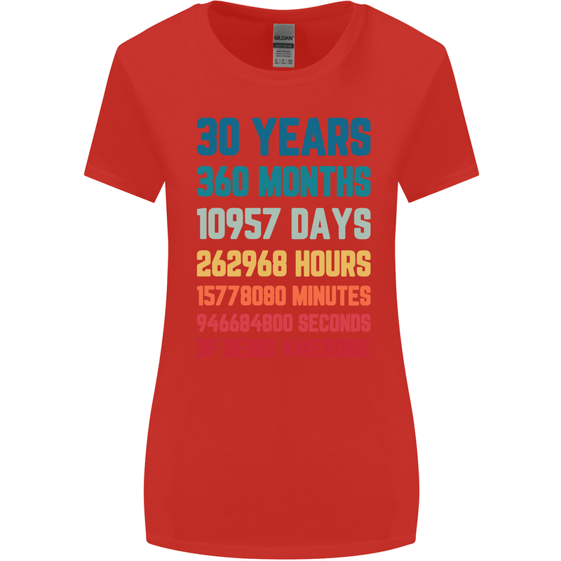 30th Birthday 30 Year Old Womens Wider Cut T-Shirt Red