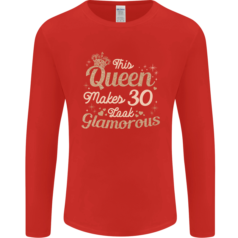 30th Birthday Queen Thirty Years Old 30 Mens Long Sleeve T-Shirt Red