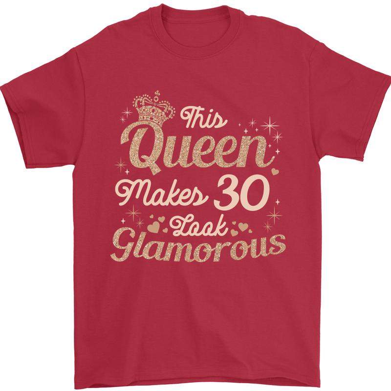 30th Birthday Queen Thirty Years Old 30 Mens T-Shirt Cotton Gildan Red