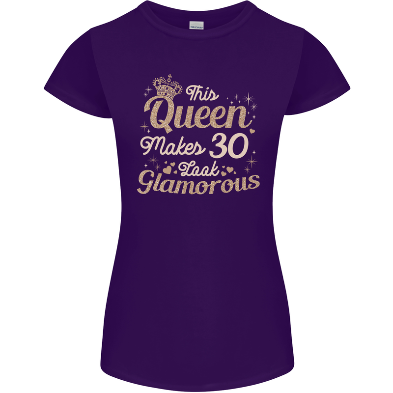 30th Birthday Queen Thirty Years Old 30 Womens Petite Cut T-Shirt Purple