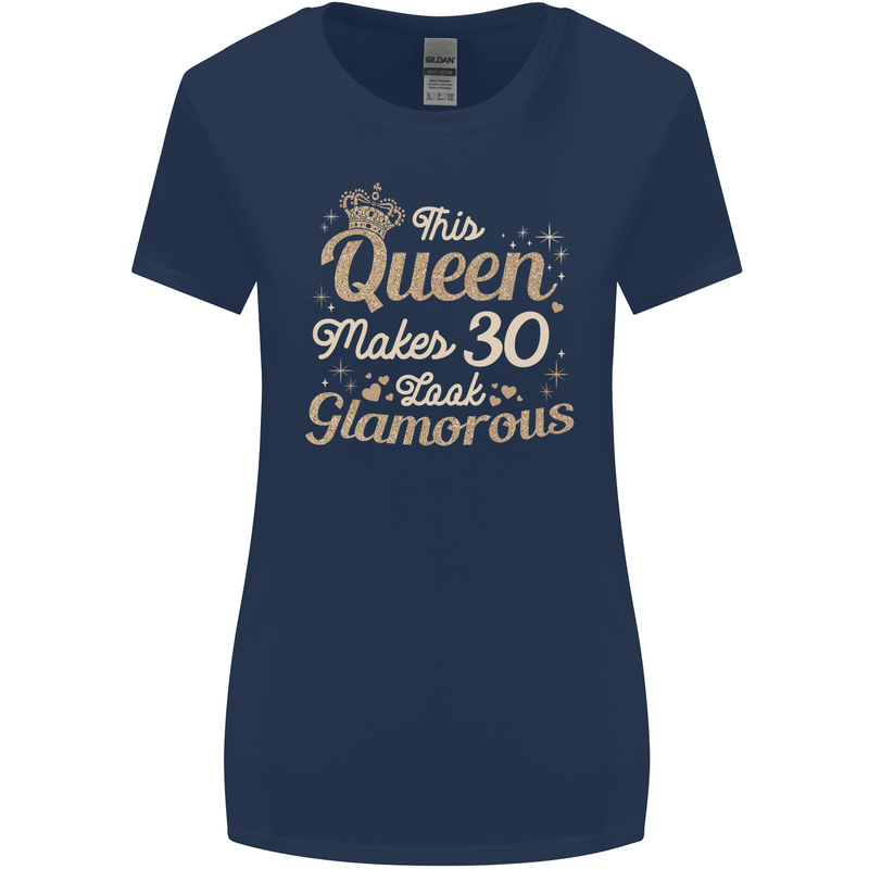 30th Birthday Queen Thirty Years Old 30 Womens Wider Cut T-Shirt Navy Blue