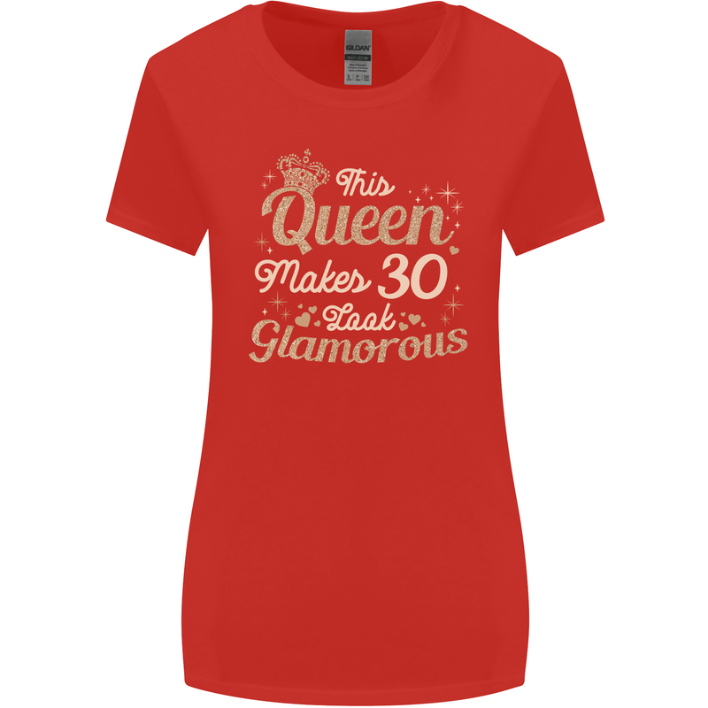 30th Birthday Queen Thirty Years Old 30 Womens Wider Cut T-Shirt Red