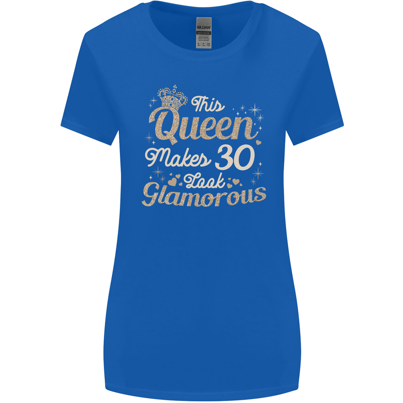 30th Birthday Queen Thirty Years Old 30 Womens Wider Cut T-Shirt Royal Blue