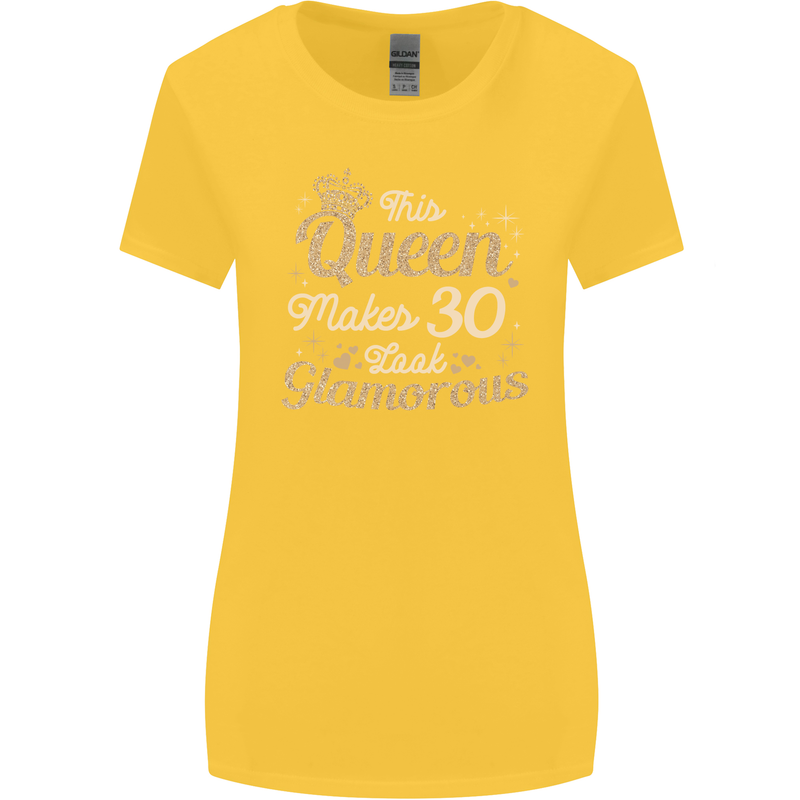 30th Birthday Queen Thirty Years Old 30 Womens Wider Cut T-Shirt Yellow