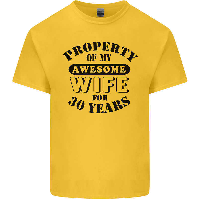 30th Wedding Anniversary 30 Year Funny Wife Mens Cotton T-Shirt Tee Top Yellow