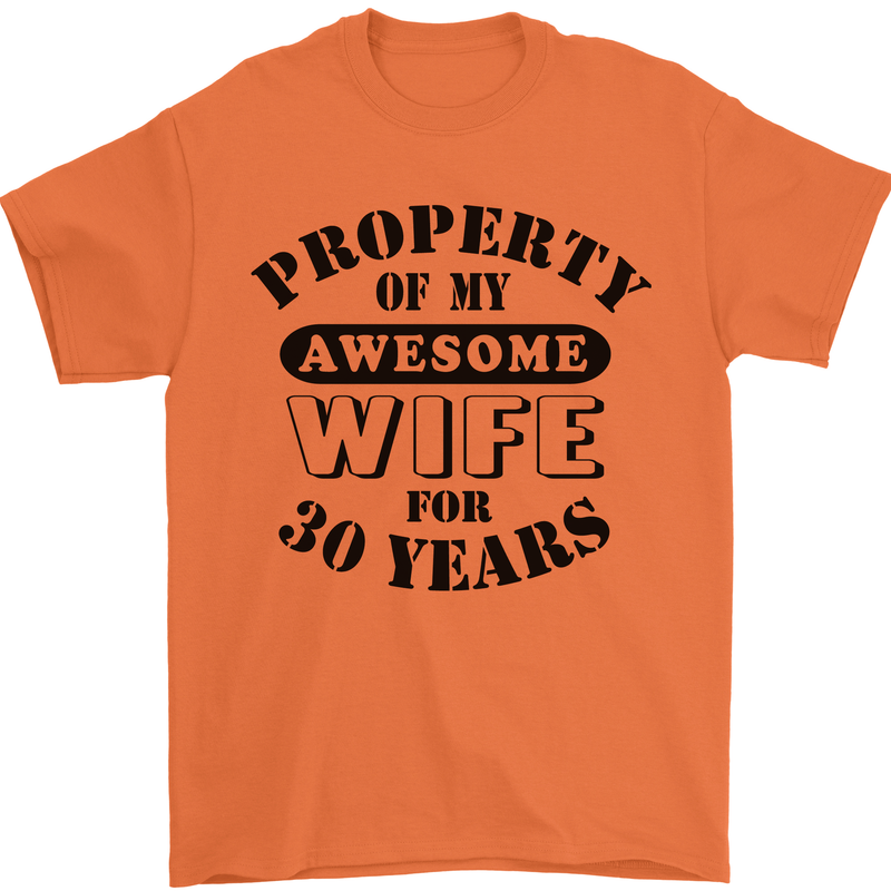 30th Wedding Anniversary 30 Year Funny Wife Mens T-Shirt 100% Cotton Orange