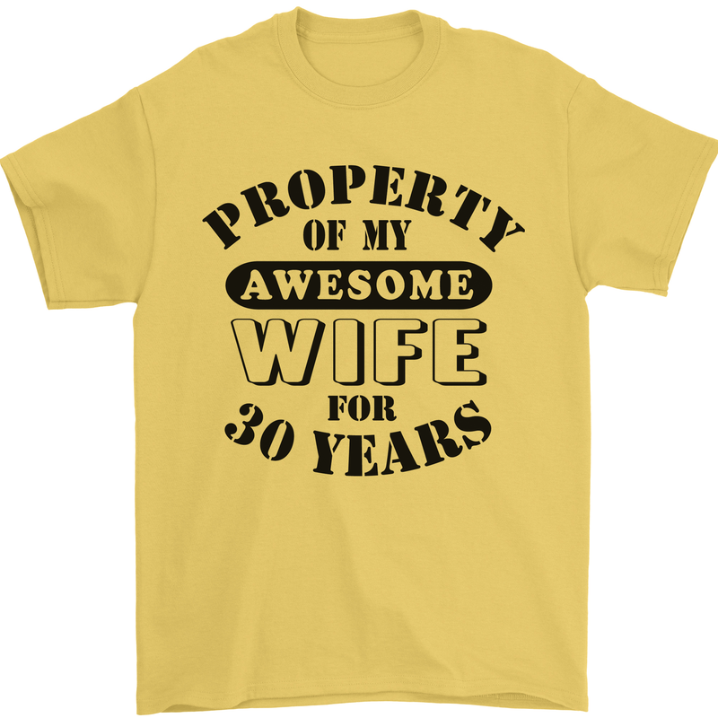 30th Wedding Anniversary 30 Year Funny Wife Mens T-Shirt 100% Cotton Yellow