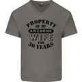 30th Wedding Anniversary 30 Year Funny Wife Mens V-Neck Cotton T-Shirt Charcoal