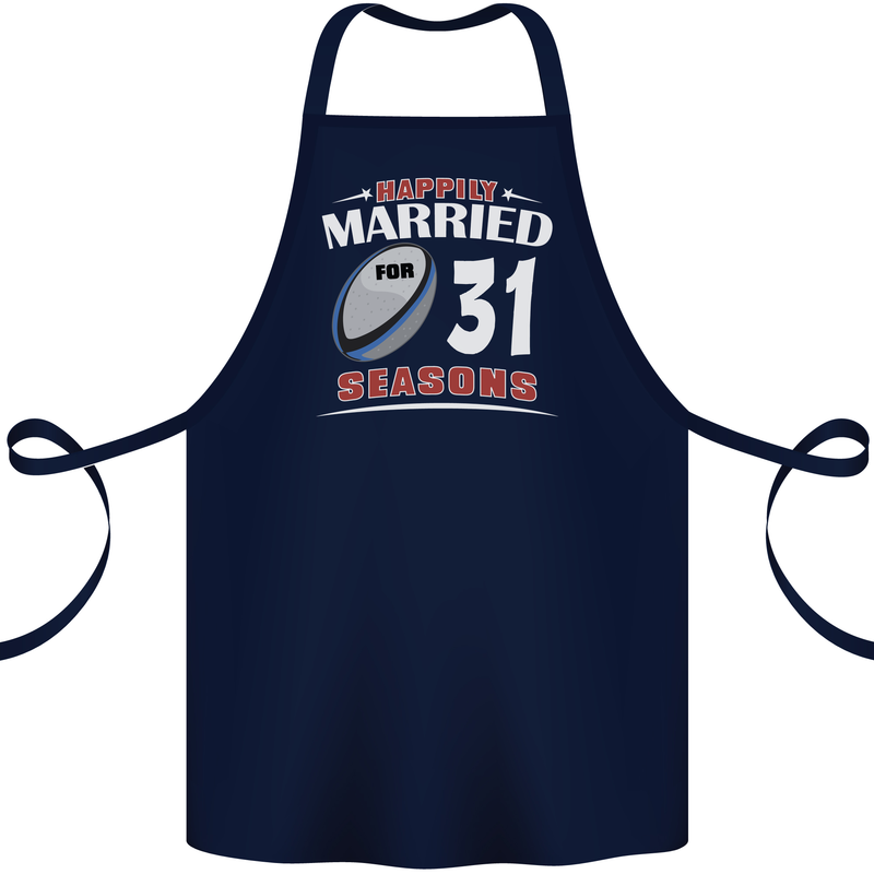 31 Year Wedding Anniversary 31st Rugby Cotton Apron 100% Organic Navy Blue
