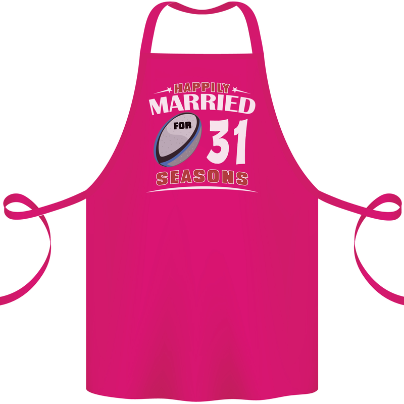 31 Year Wedding Anniversary 31st Rugby Cotton Apron 100% Organic Pink