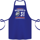 31 Year Wedding Anniversary 31st Rugby Cotton Apron 100% Organic Royal Blue