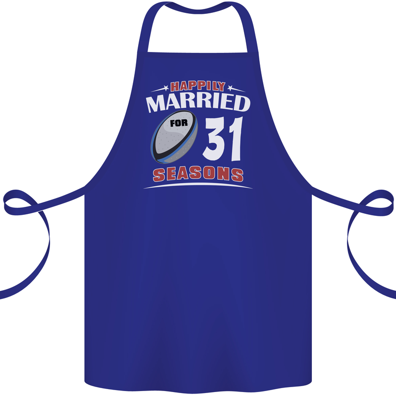 31 Year Wedding Anniversary 31st Rugby Cotton Apron 100% Organic Royal Blue