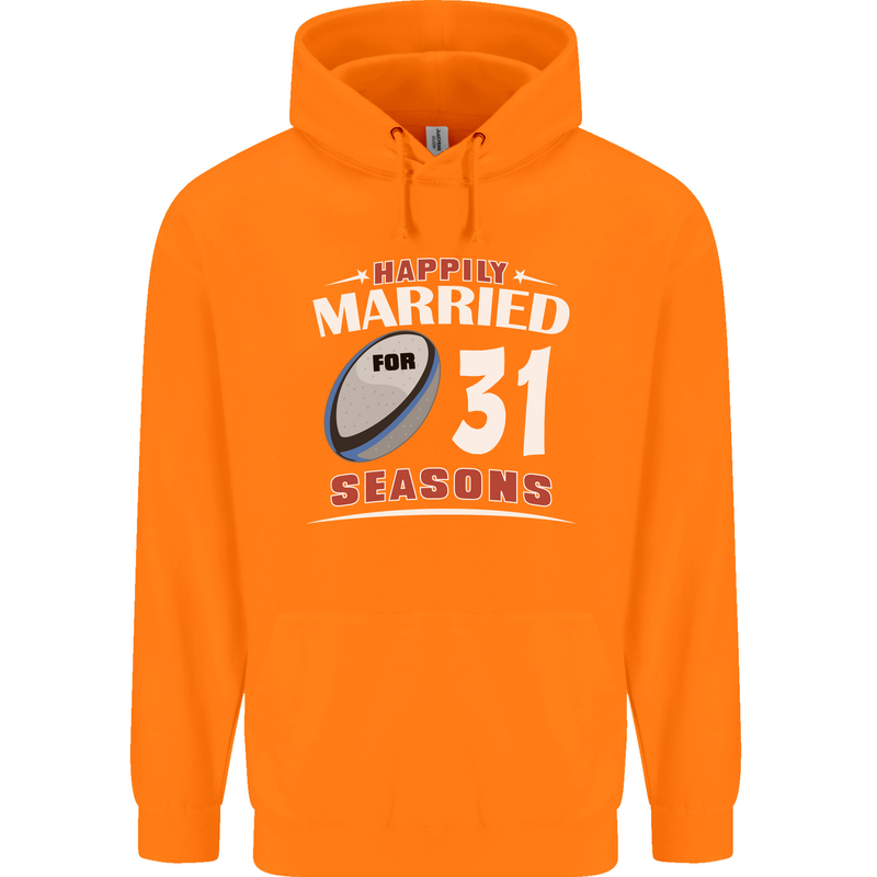 31 Year Wedding Anniversary 31st Rugby Mens 80% Cotton Hoodie Orange