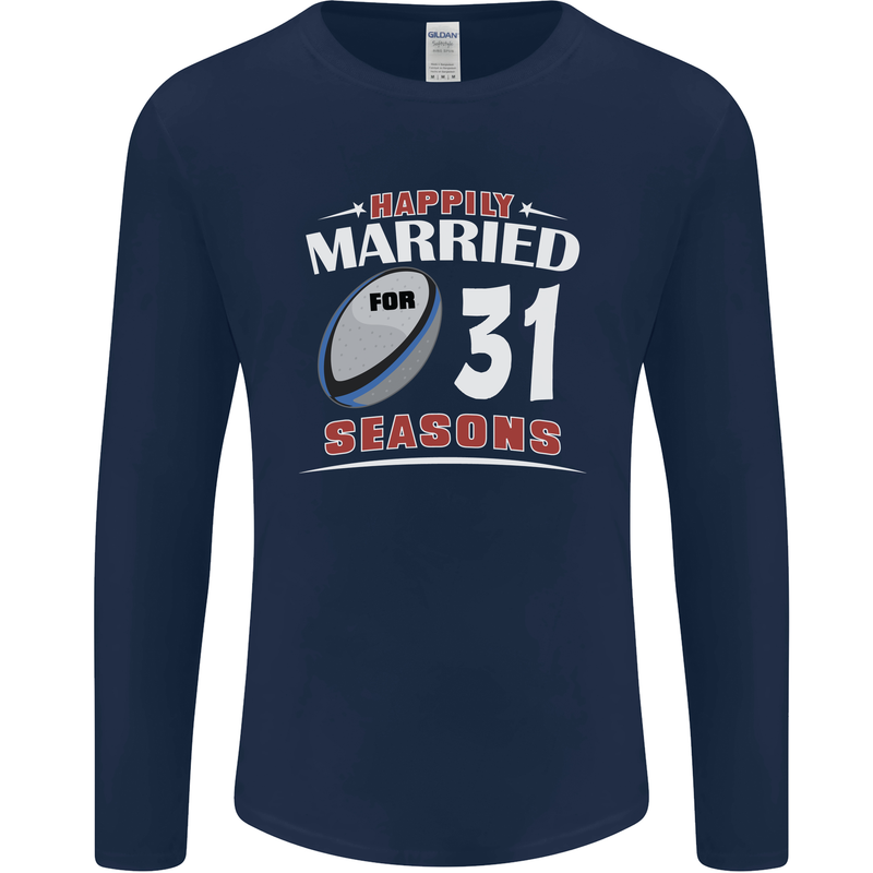 31 Year Wedding Anniversary 31st Rugby Mens Long Sleeve T-Shirt Navy Blue