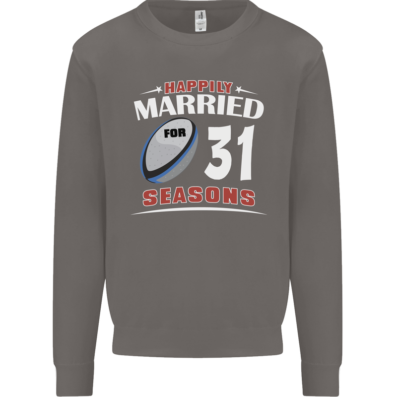 31 Year Wedding Anniversary 31st Rugby Mens Sweatshirt Jumper Charcoal
