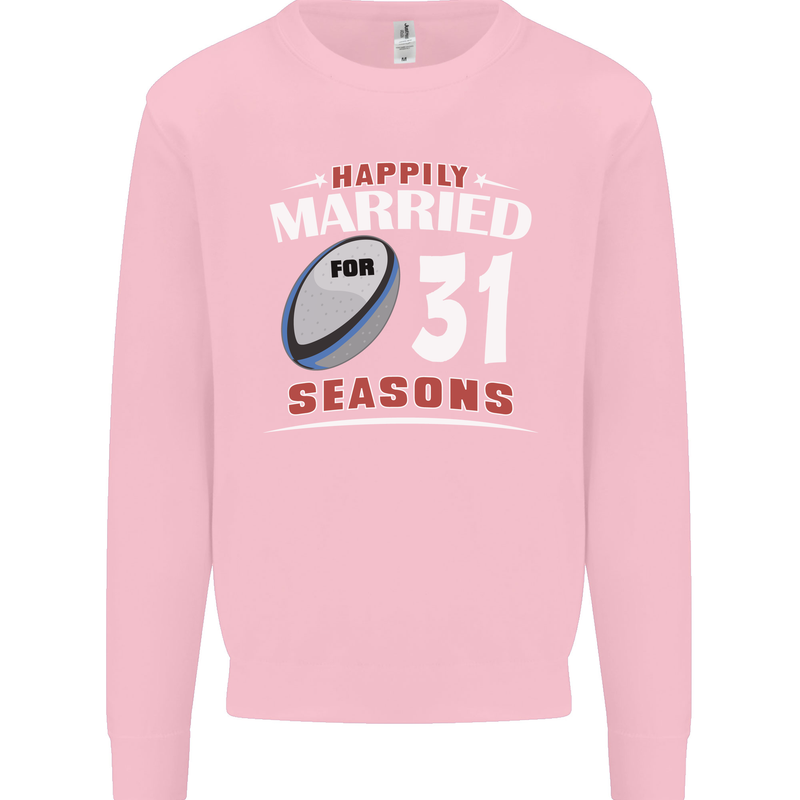 31 Year Wedding Anniversary 31st Rugby Mens Sweatshirt Jumper Light Pink
