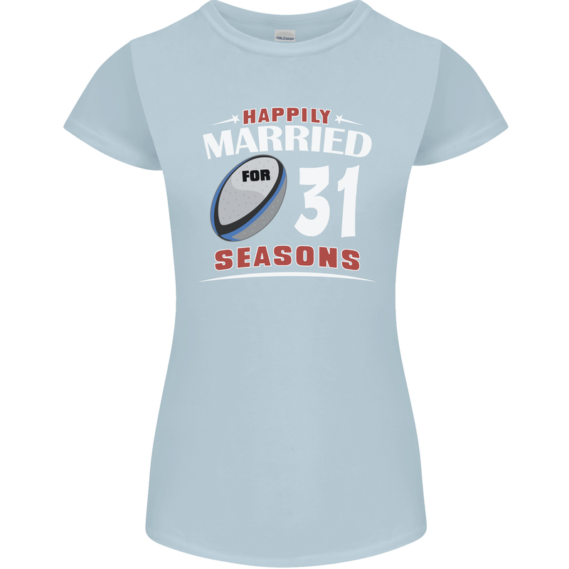 31 Year Wedding Anniversary 31st Rugby Womens Petite Cut T-Shirt Light Blue