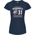 31 Year Wedding Anniversary 31st Rugby Womens Petite Cut T-Shirt Navy Blue