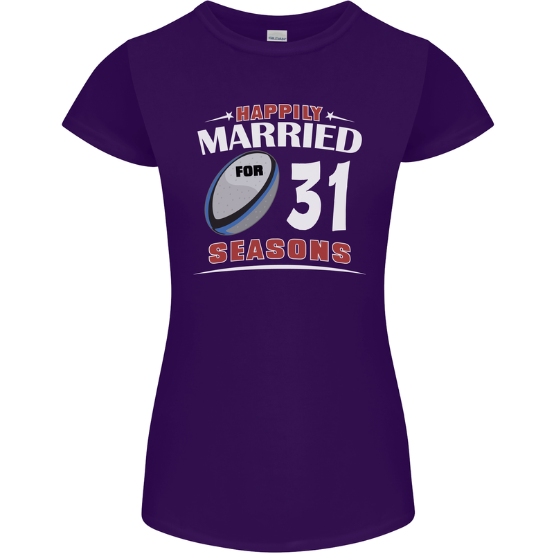 31 Year Wedding Anniversary 31st Rugby Womens Petite Cut T-Shirt Purple