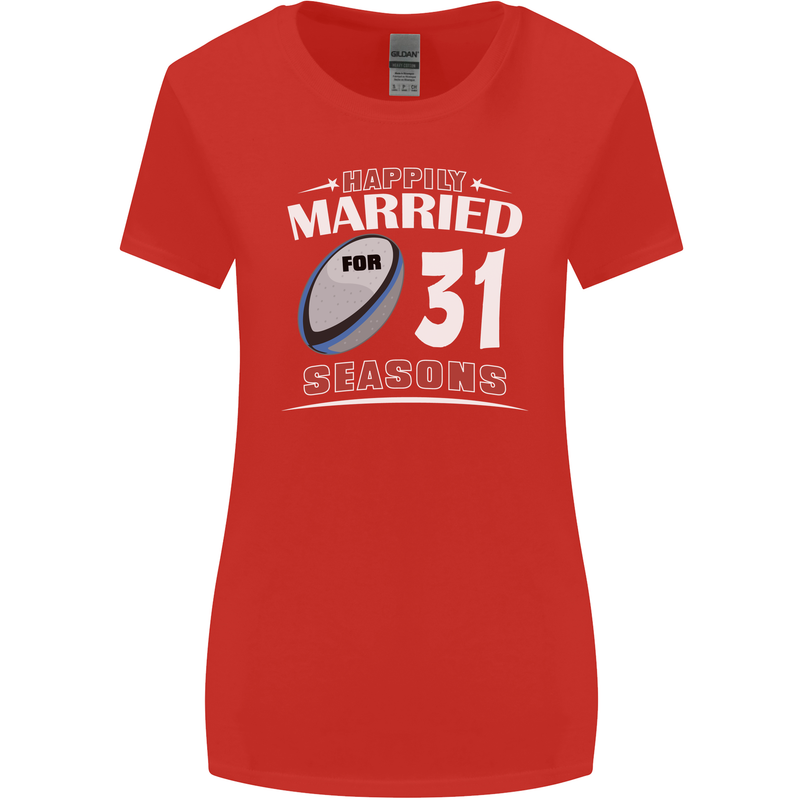 31 Year Wedding Anniversary 31st Rugby Womens Wider Cut T-Shirt Red