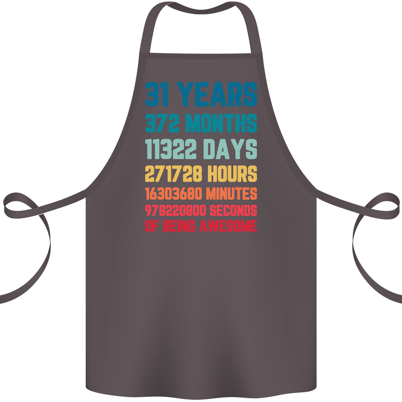 31st Birthday 31 Year Old Cotton Apron 100% Organic Dark Grey
