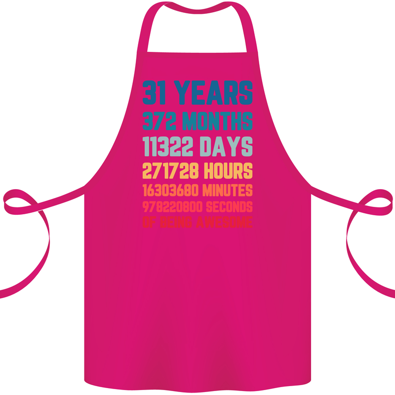 31st Birthday 31 Year Old Cotton Apron 100% Organic Pink