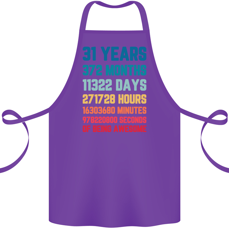 31st Birthday 31 Year Old Cotton Apron 100% Organic Purple