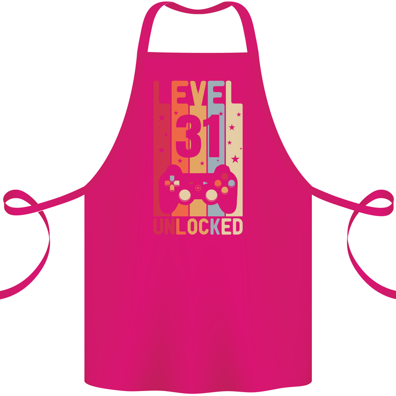 31st Birthday 31 Year Old Level Up Gamming Cotton Apron 100% Organic Pink