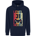 31st Birthday 31 Year Old Level Up Gamming Mens 80% Cotton Hoodie Navy Blue